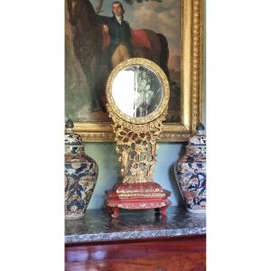 GRAND MIROIR DE TABLE CHINE XIXe 72 CM DE HAUTEUR ART CHINOIS