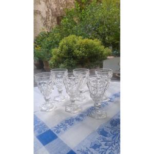 Set Of 6 Large Baccarat Crystal Glasses, "le Creusot," Circa 1830, Charles X Era, Louis-ph