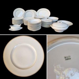 Bernardaud SERVICE DE TABLE EN PORCELAINE DE LIMOGES BLANC ET OR
