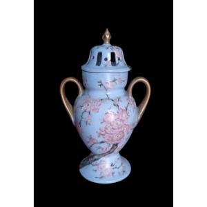 BRULE-PARFUM POT POURRI MAISON DELVAUX PARIS PORCELAINE ART NOUVEAU JAPONISME
