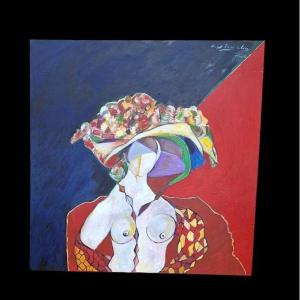 Angel PONCE DE LEON - HUILE SUR TOILE CUBISTE ART CONTEMPORAIN CAMARGUE PROVENCE