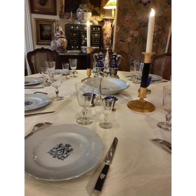 12 Plates Armories Marquis Sarreguemines 19th