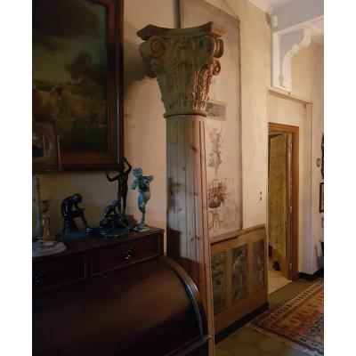 GRANDE COLONNE EN BOIS SCULPTE 