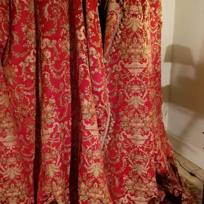 Pair Of Large Curtains Time Napoleon III Type Soirie Lyon