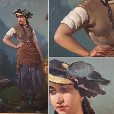 "the Water Carrier" Oil On Canvas XIXe French School