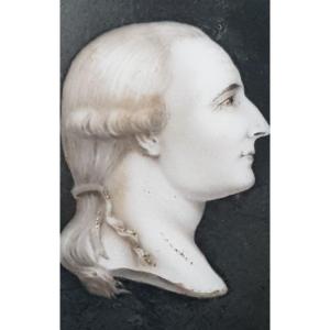 MINIATURE HOMME SUR PORCELAINE FIN XVIIIe PROFIL GRISAILLE