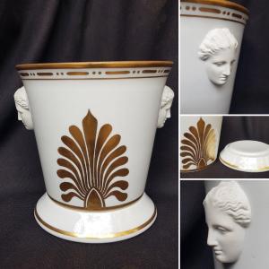 CACHE POT PORCELAINE DE PARIS DE STYLE EMPIRE FIN XIXe CACHE-POT VASE