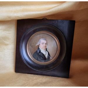 MINIATURE SUR IVOIRE PORTRAIT HOMME FIN XVIIIe EPOQUE LOUIS XVI