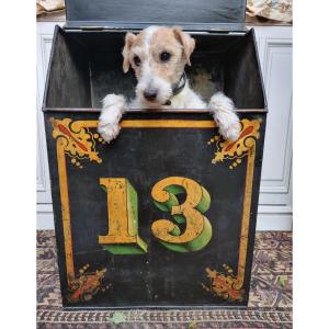 Very Large Grocers Tea Canister Box In Painted Metal England Late 19th Shop