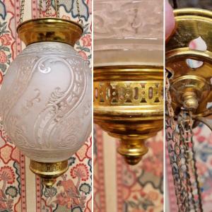 Vestibule Lantern Suspension Small Chandelier Frosted Glass Period Napoleon III