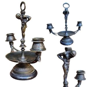 Al Antique Candleholder - Patinated Bronze Napoleon III Period - Atlas Candleholders