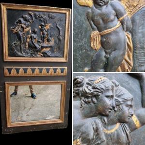 Trumeau Period Empire Al Antique Bas Relief Mirror