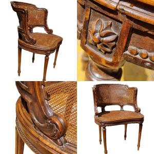 Louis XVI Style Office Armchair Circa 1900 Caned