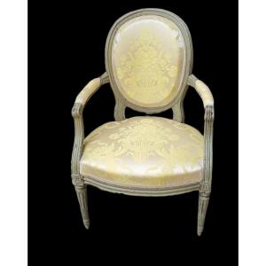 Cabriolet Armchair Louis XVI Stamped Nadal Eighteenth Medallion