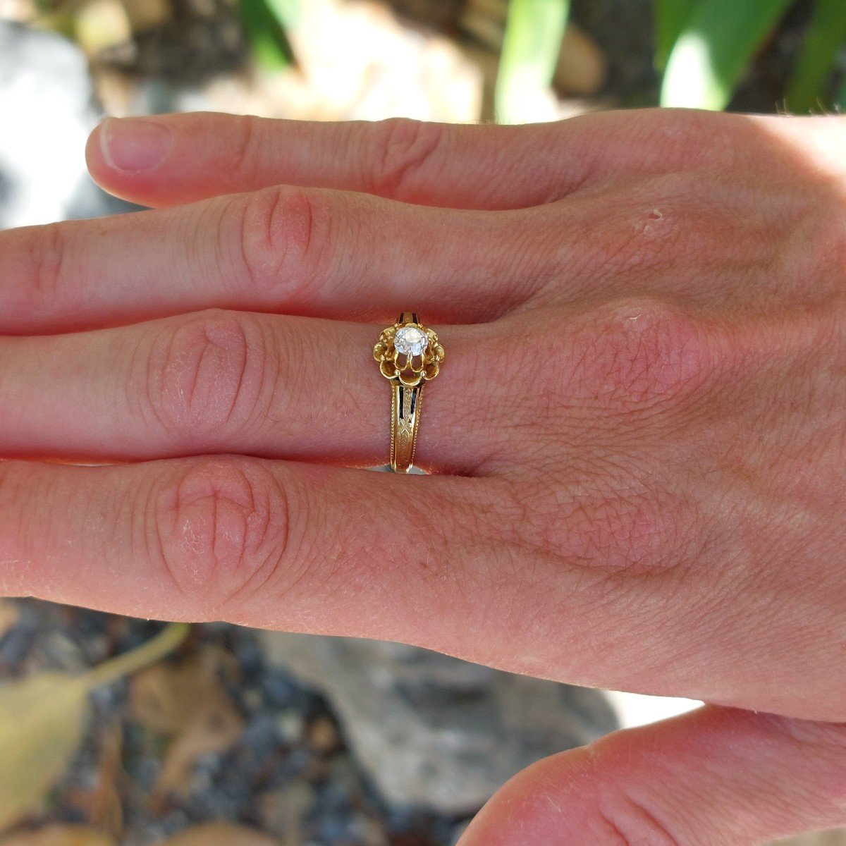 Bague Napoleon III « Eugenie », Diamant, Or Et Email-photo-3