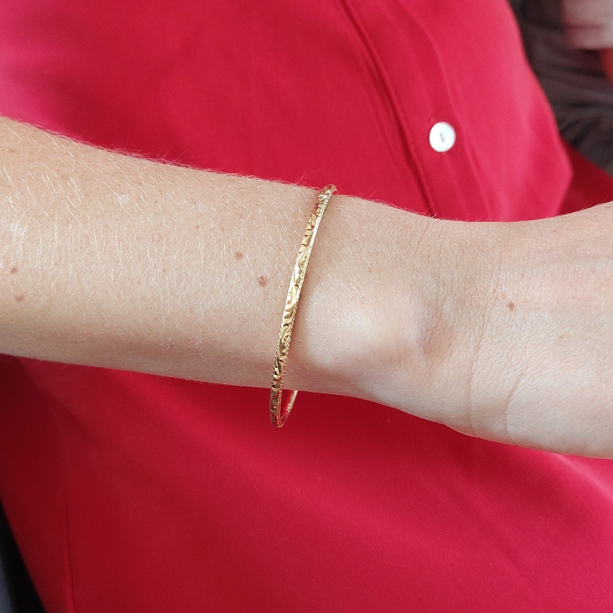 Bracelet Jonc Cisele En Or 18k-photo-2