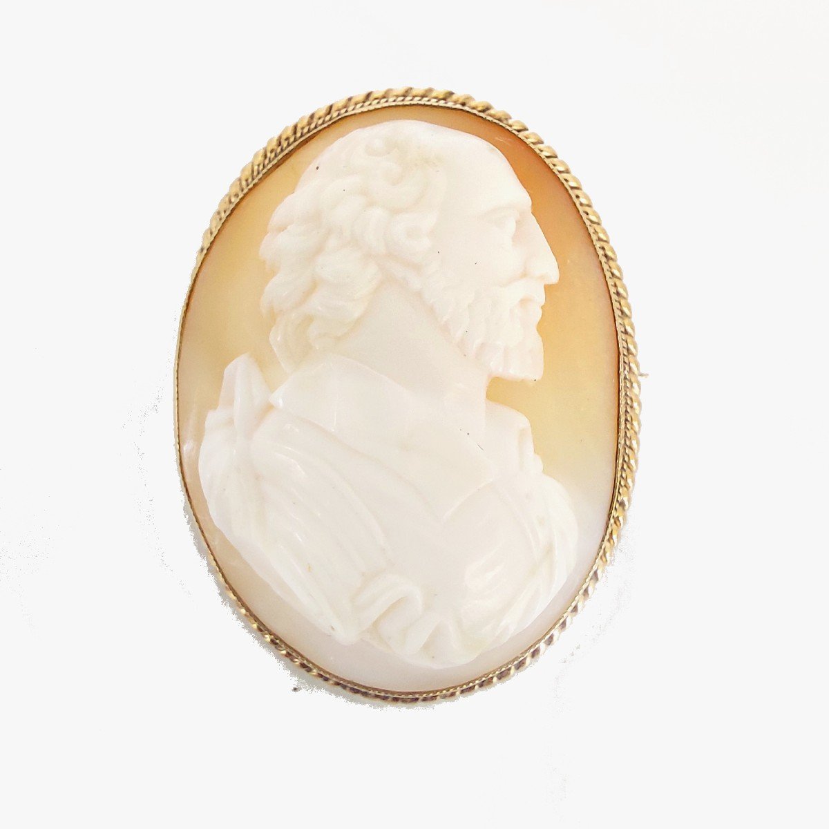“shakespeare” Camee Brooch, Gold, Shell, 19th Century, English