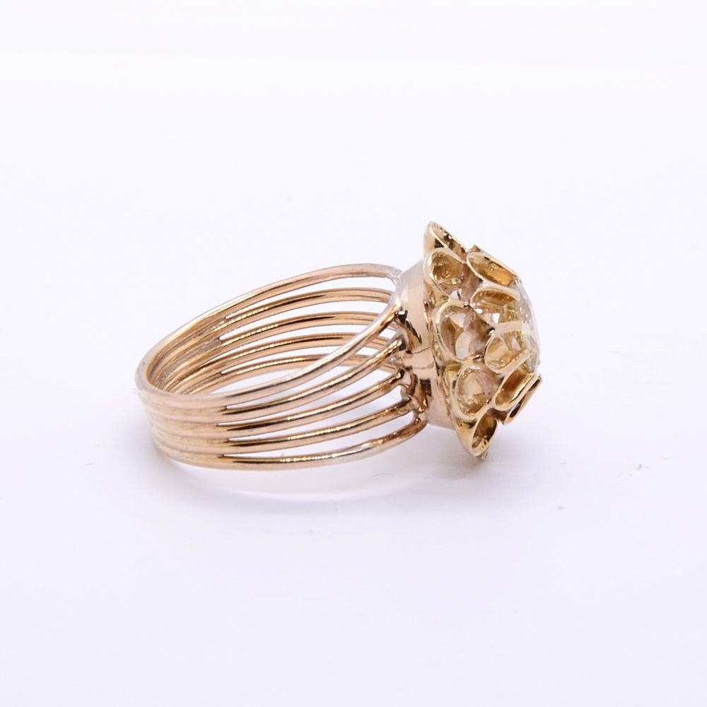 Bague Diamant Jaune « Fleur » Napoléon III-photo-3