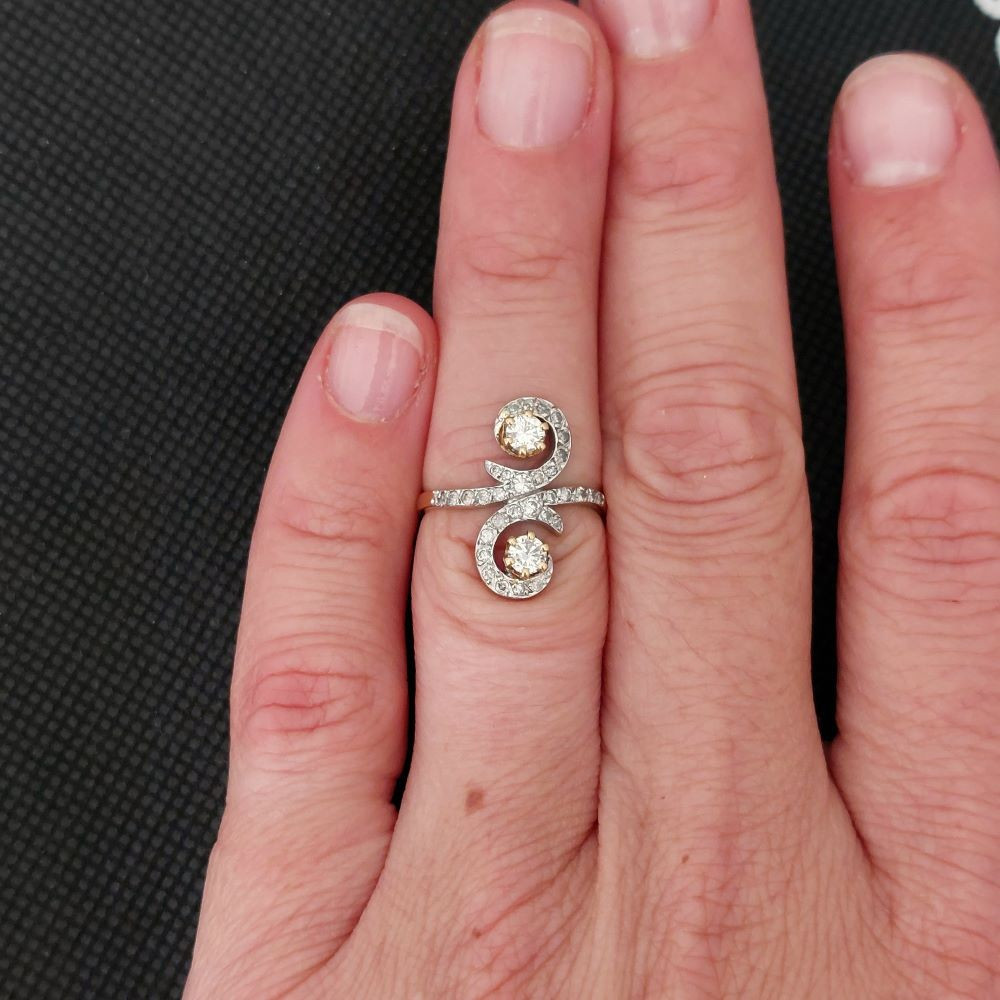 Bague 1900 « Toi Et Moi » Diamants-photo-2