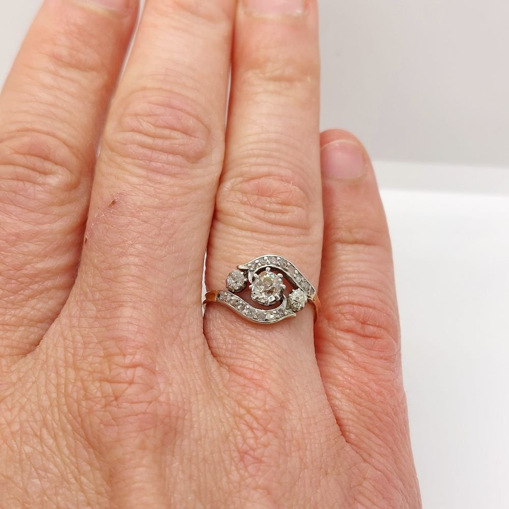 Antique “rameau” Ring, Diamonds, Platinum And 18k Gold. Circa 1900-photo-2