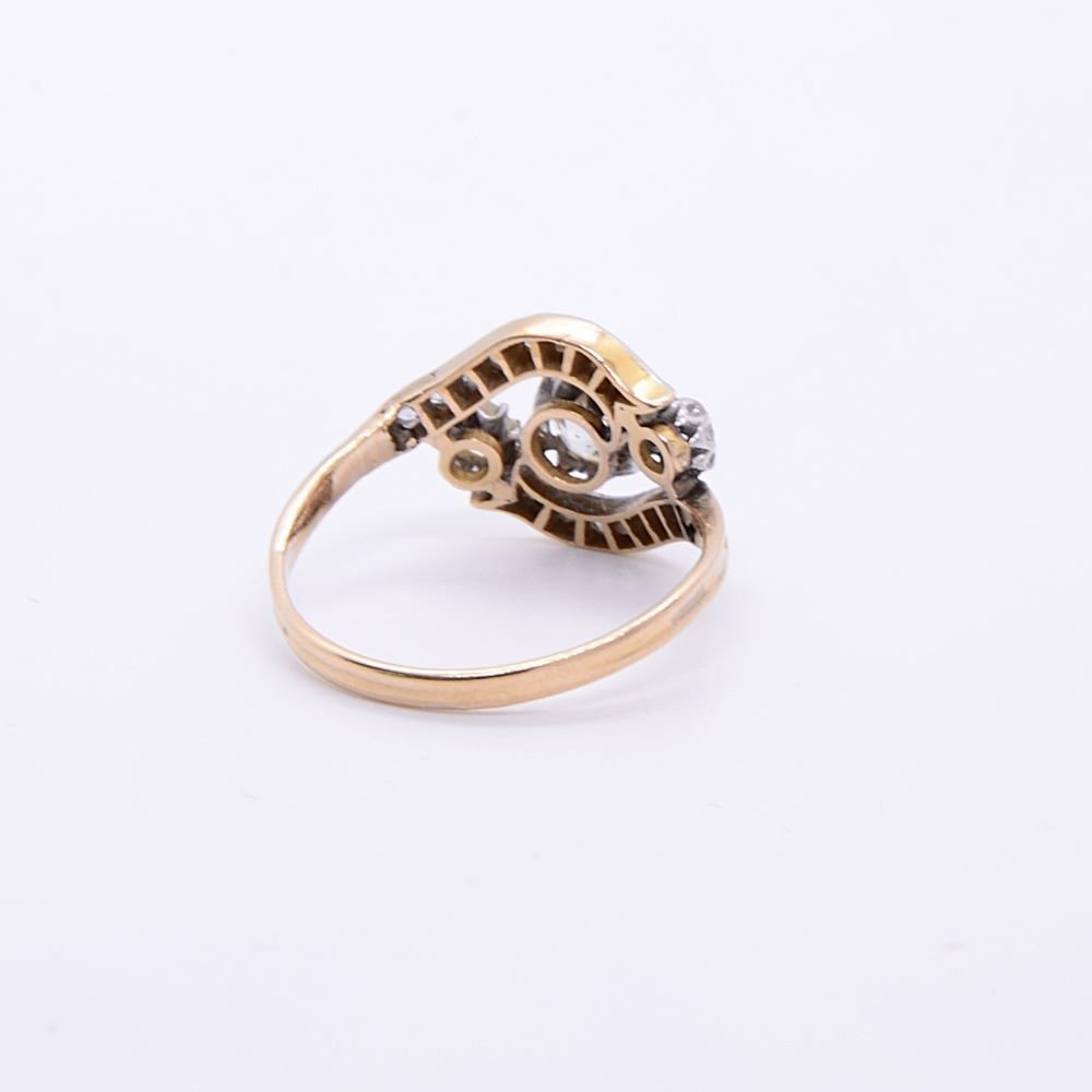 Antique “rameau” Ring, Diamonds, Platinum And 18k Gold. Circa 1900-photo-1