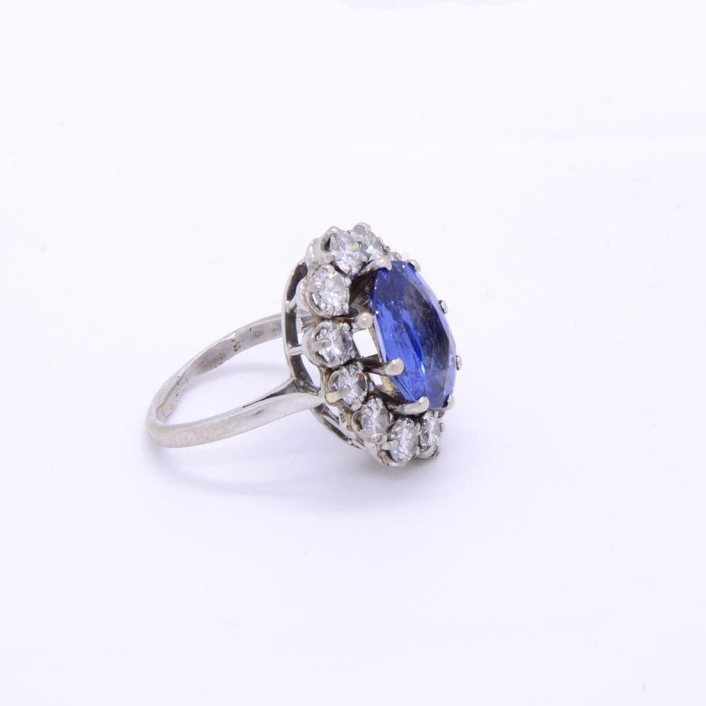 Bague marguerite « Marine », saphir de Ceylan 4,50cts, non chauffé, certifié-photo-2