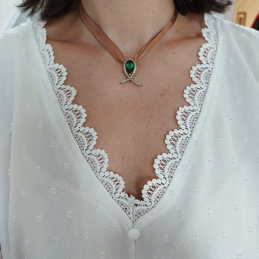 Pendentif tourmaline verte « Attache », or 18k-photo-2