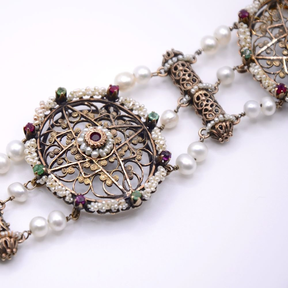 “sumptuous” Half-set, Bracelet And Necklace. Probably Austrian Work, 19th Century. -photo-3