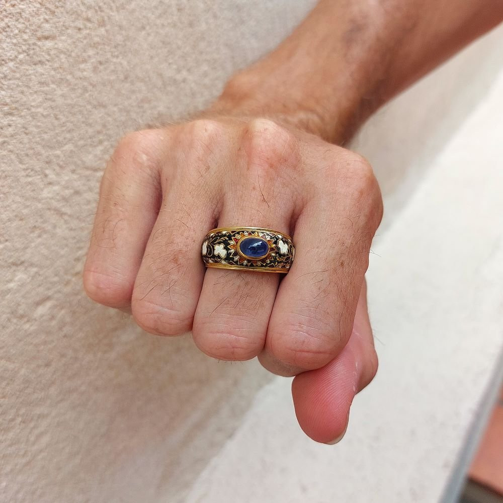 Bague d’homme indienne, or jaune 18k-photo-2