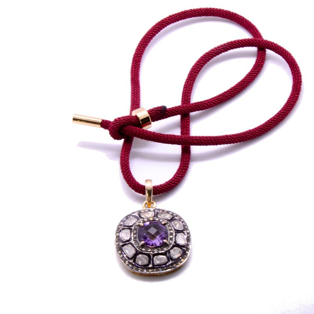 Indian « concord » Amethyst Pendant, Vermeil-photo-4