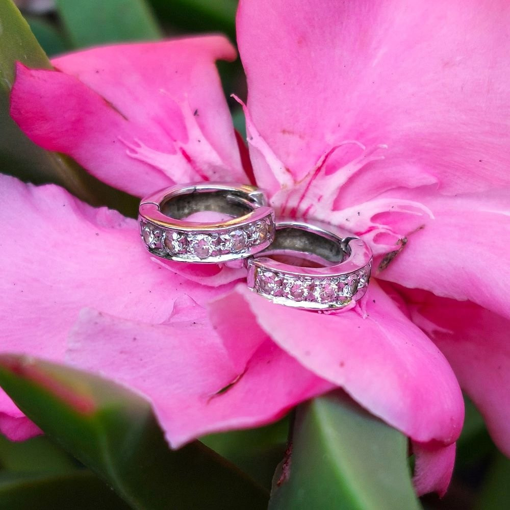 "lunaria" Diamond Hoop Earrings-photo-3