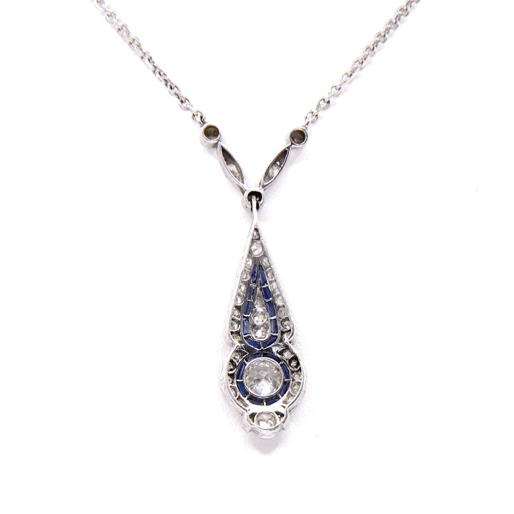 Pendentif Art Déco "Ecliptis", diamants, saphirs et platine-photo-4