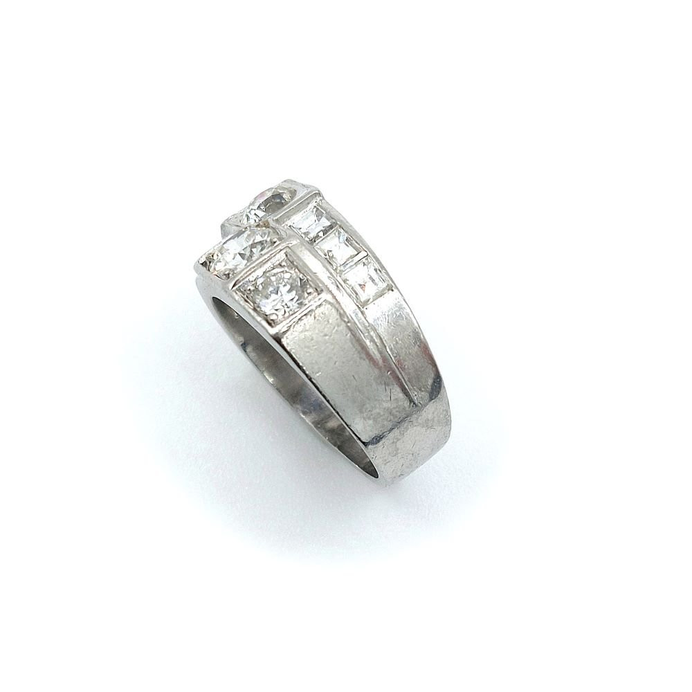 Bague Tank asymétrique "Equilibria", diamants et platine-photo-2