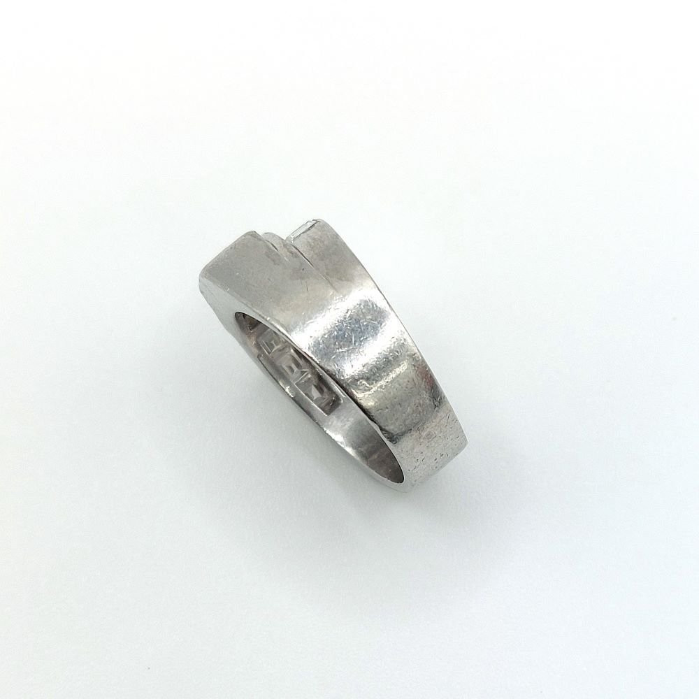 Bague Tank asymétrique "Equilibria", diamants et platine-photo-3