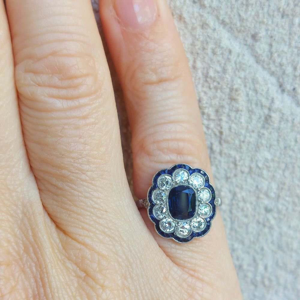 Bague saphir 1920 “Cérulea”, saphirs et diamants-photo-2
