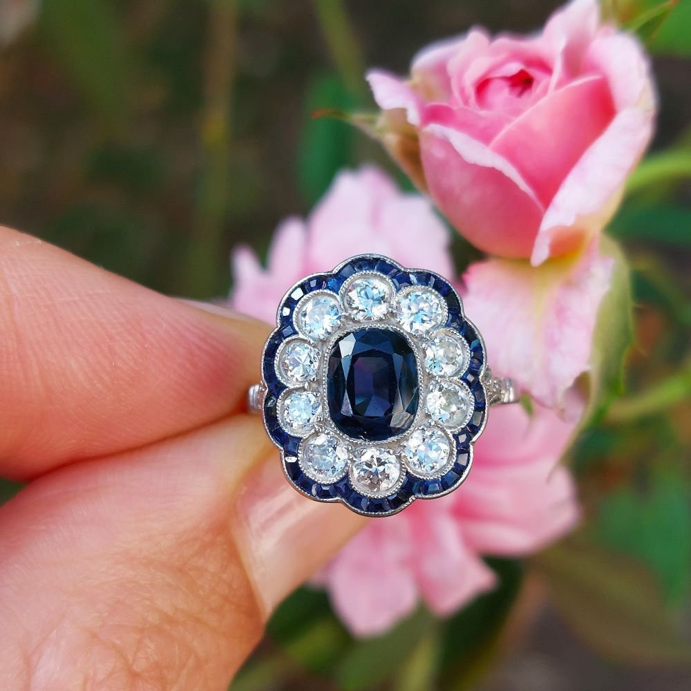 Bague saphir 1920 “Cérulea”, saphirs et diamants-photo-3