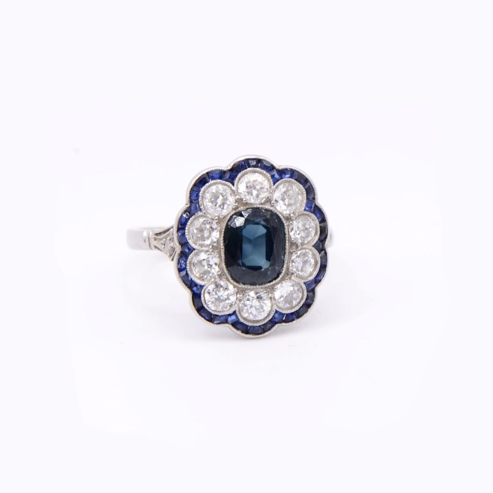 Bague saphir 1920 “Cérulea”, saphirs et diamants