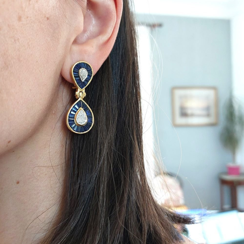 Boucles d'oreilles saphirs "Rosée"-photo-2