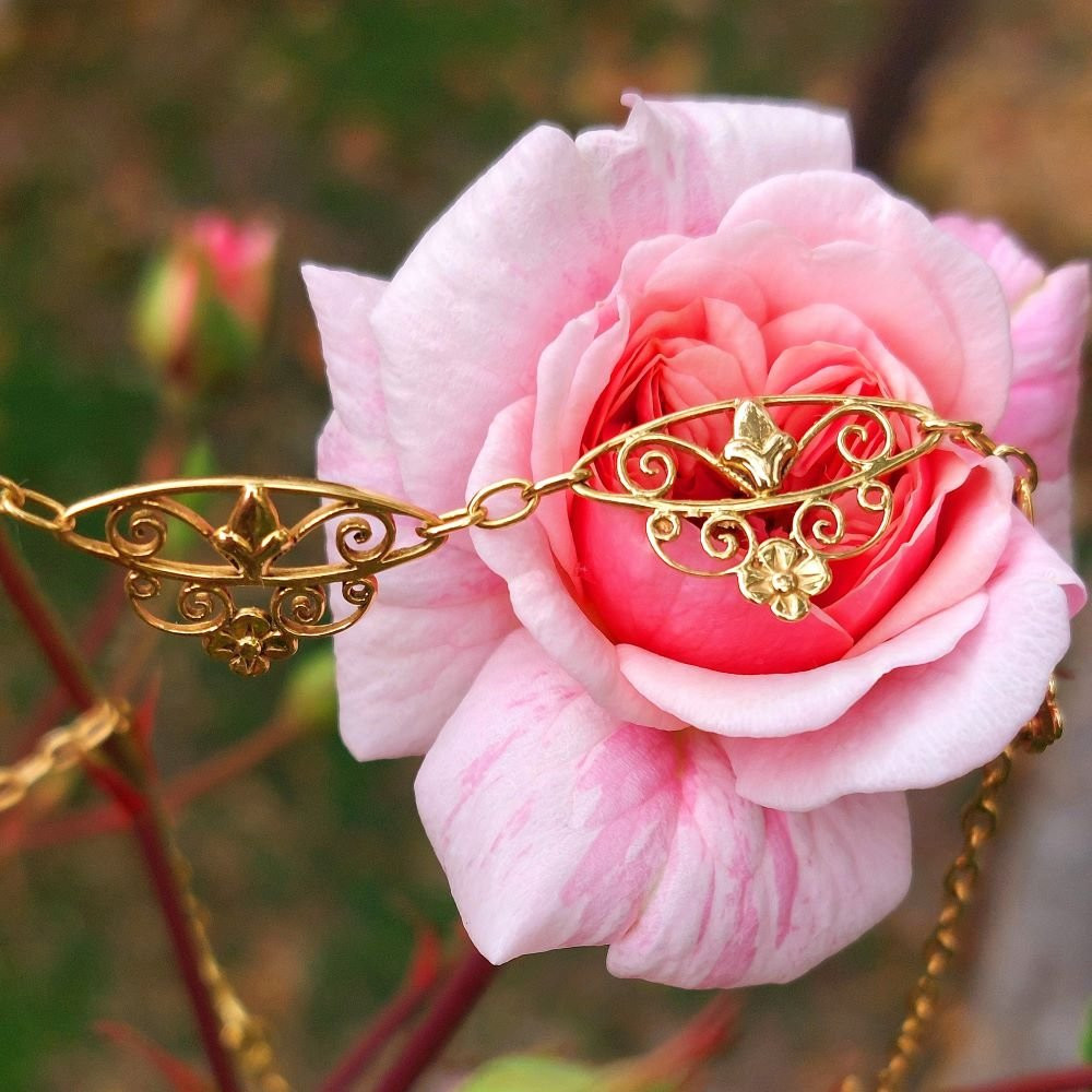 Collier "Arabella" – Or jaune 18k – Style ancien, inspiration Art Nouveau-photo-3