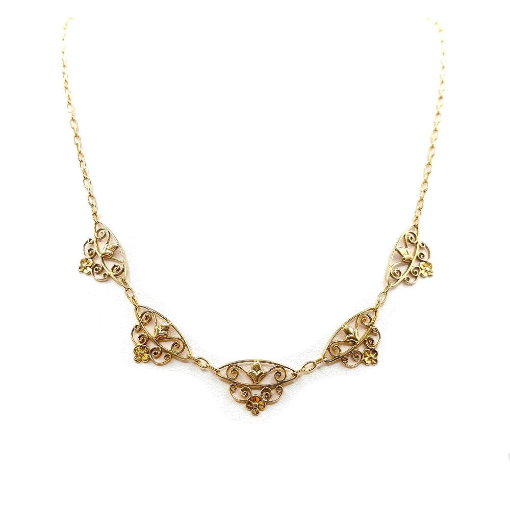 Collier "Arabella" – Or jaune 18k – Style ancien, inspiration Art Nouveau