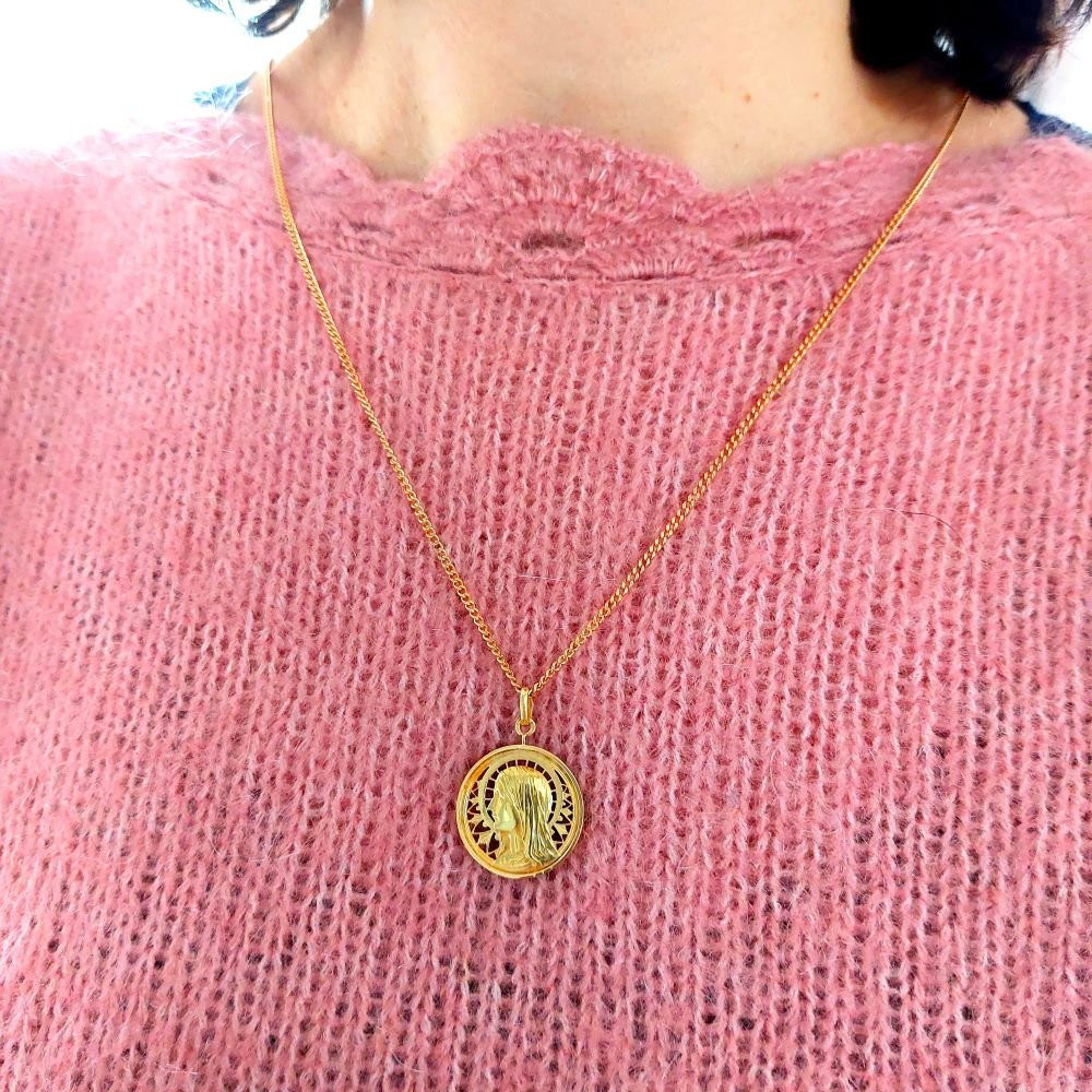 Virgin Mary Medal From The 1940s - Sellier - 18k Gold-photo-4