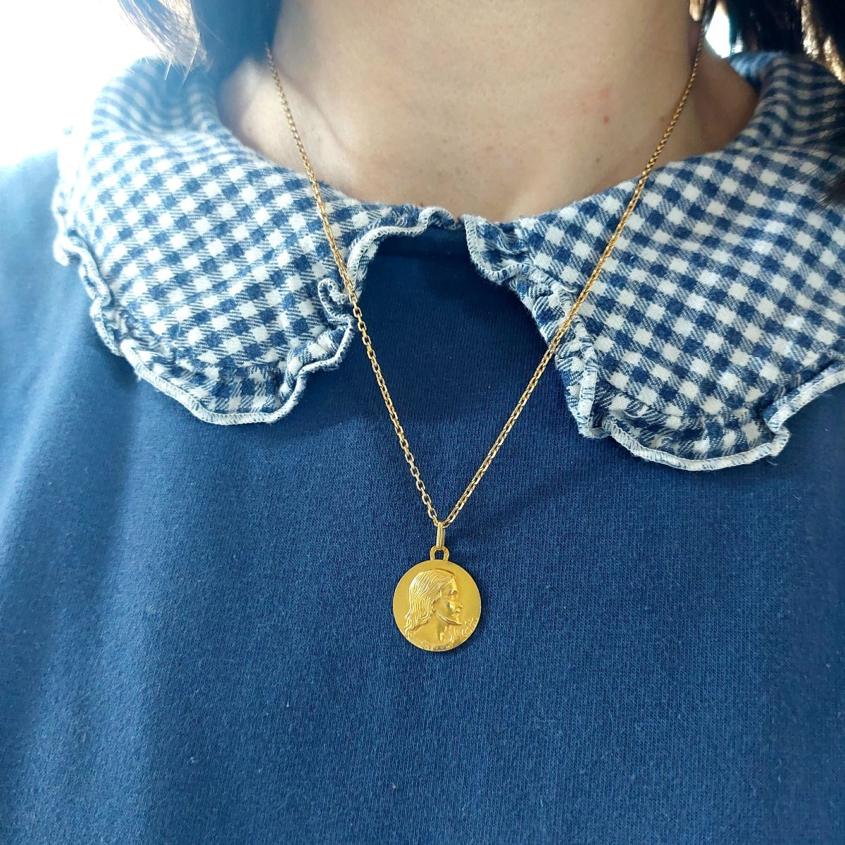 Médaille de baptême Christ - or 18k-photo-2