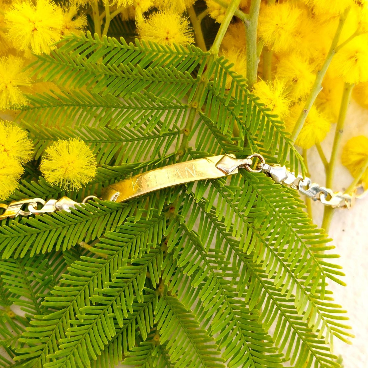 Gourmette enfant bicolore en or 14k-photo-2