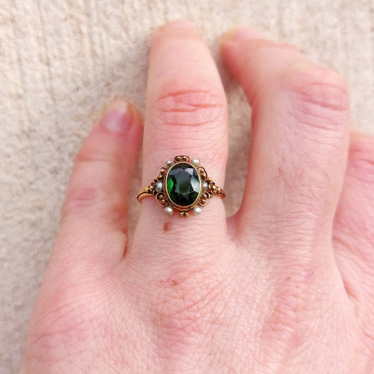 Restauration Period Ring (circa 1820-1830) – Peridot And 18k Gold-photo-2