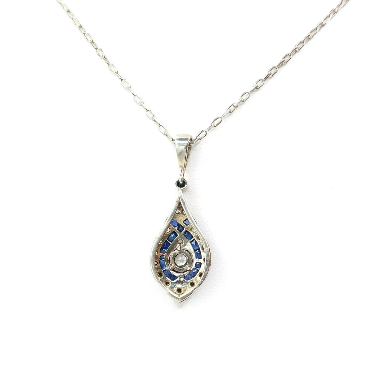 Art Deco Sapphire And Diamond Pendant – White Gold And Platinum-photo-4