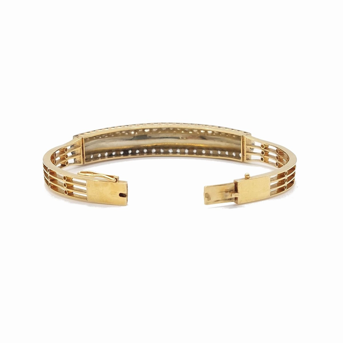 Bracelet jonc Belle Époque ouvrant - or et perles-photo-4