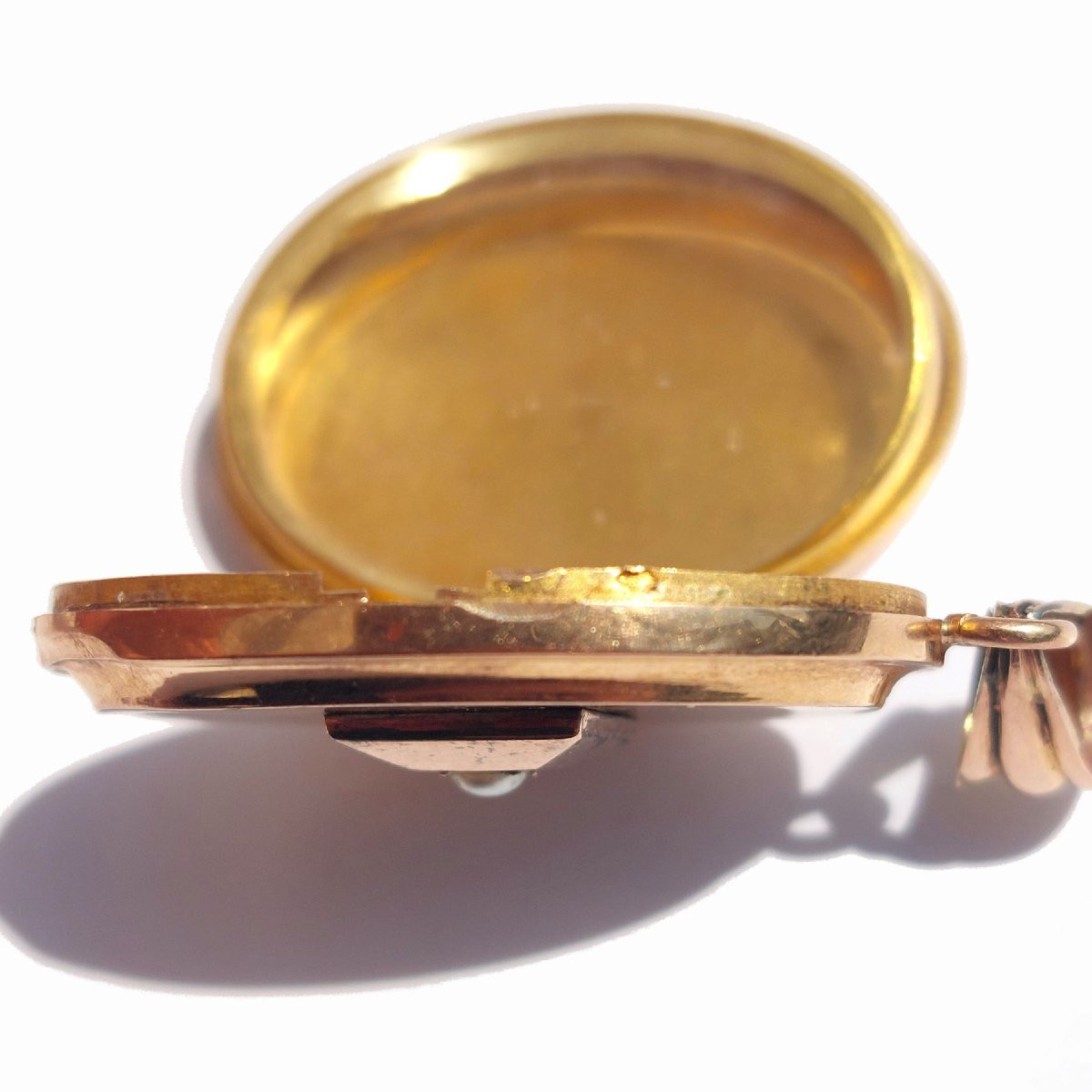 19th Century Medallion Pendant, 18k Gold And Pearl-photo-3