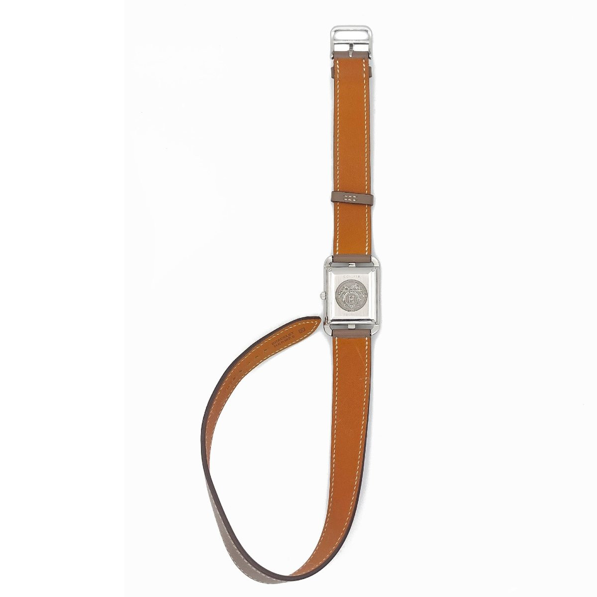 Montre Hermès Cape Cod, Grand Modèle, Automatique, acier et veau Swift-photo-5