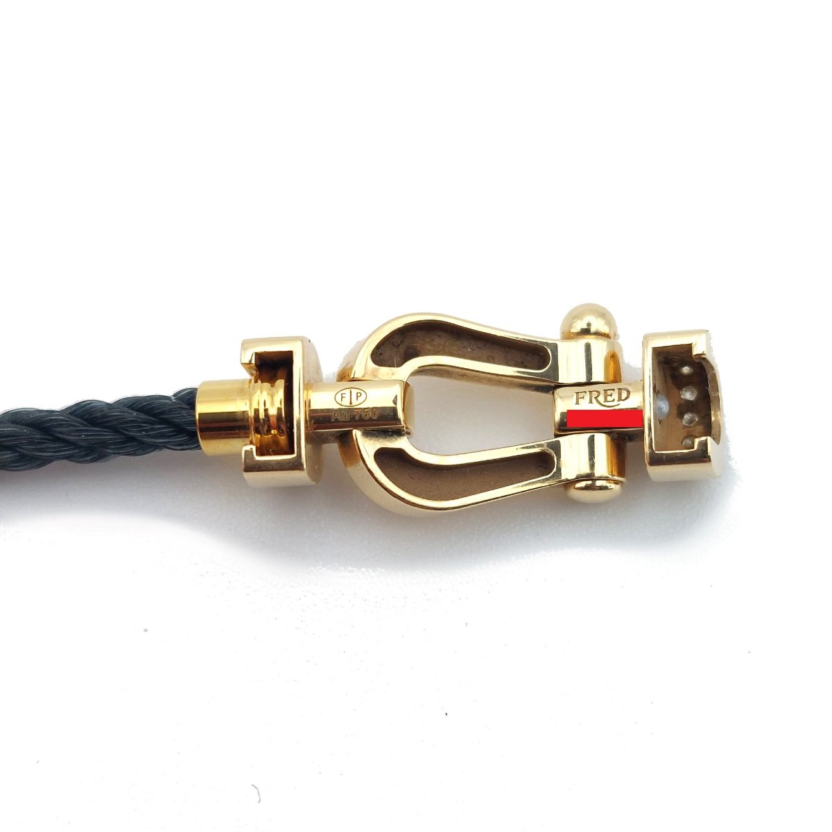 Bracelet Fred Force 10 diamants - Moyen Modèle - or jaune 18k et corderie-photo-2