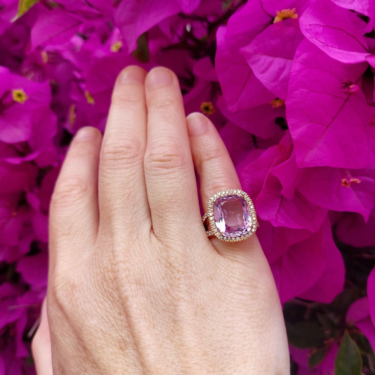 Bague améthyste "Lilas", diamants et or rose 18k-photo-2